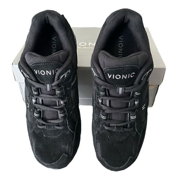 Vionic 23 Walk Classic Sneaker Black Upper Suede Supportive Shoes Size 8.5 Wide - Picture 6 of 8